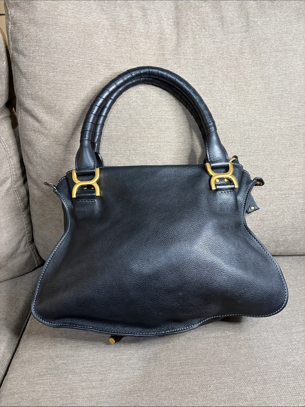Chloé Marcie Black Leather Satchel - Picture 4 of 15